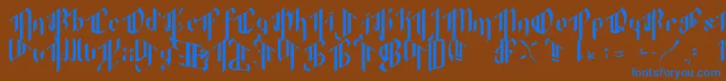 フォントOctotype – 茶色の背景に青い文字