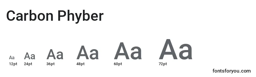 Размеры шрифта Carbon Phyber