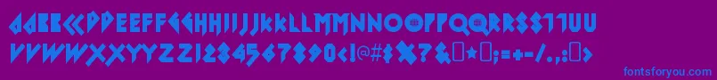 フォントIomanoidBack – 紫色の背景に青い文字