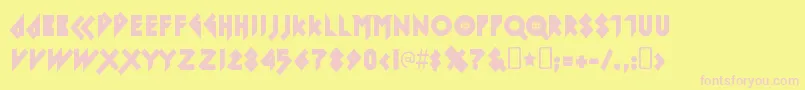 フォントIomanoidBack – ピンクのフォント、黄色の背景