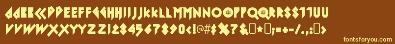 IomanoidBack-fontti – keltaiset fontit ruskealla taustalla