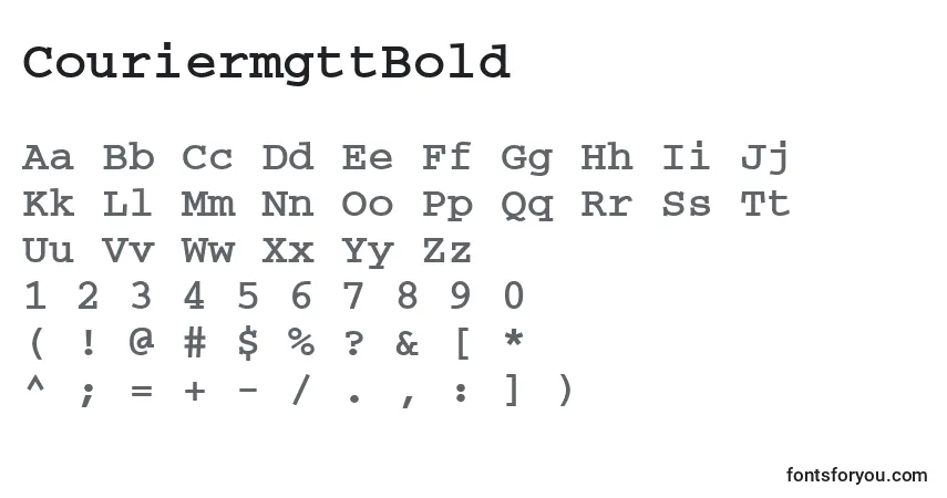 A fonte CouriermgttBold – alfabeto, números, caracteres especiais