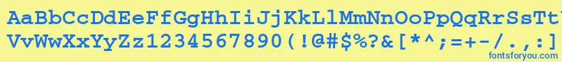 フォントCouriermgttBold – 青い文字が黄色の背景にあります。