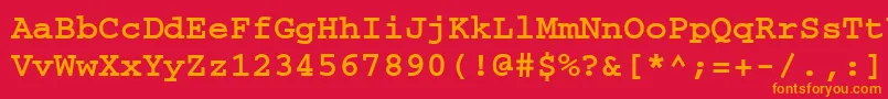 フォントCouriermgttBold – 赤い背景にオレンジの文字