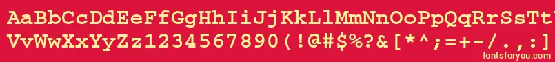 フォントCouriermgttBold – 黄色の文字、赤い背景