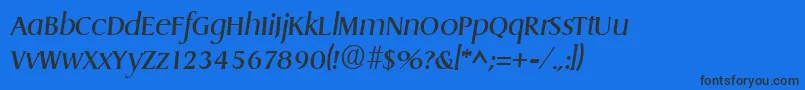 Fonte DragonItalic – fontes pretas em um fundo azul