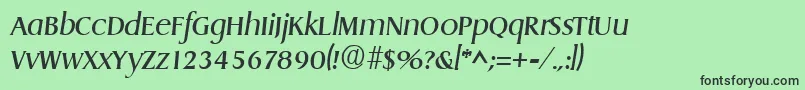 Fonte DragonItalic – fontes pretas em um fundo verde