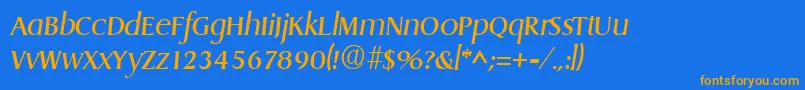 DragonItalic-Schriftart – Orangefarbene Schriften auf blauem Hintergrund