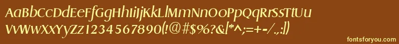 Fonte DragonItalic – fontes amarelas em um fundo marrom