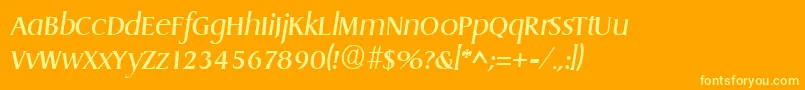 DragonItalic-Schriftart – Gelbe Schriften auf orangefarbenem Hintergrund
