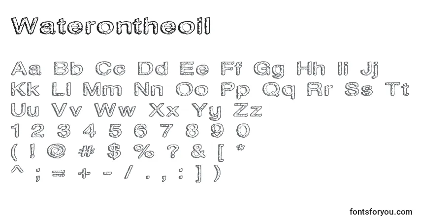 Schriftart Waterontheoil – Alphabet, Zahlen, spezielle Symbole