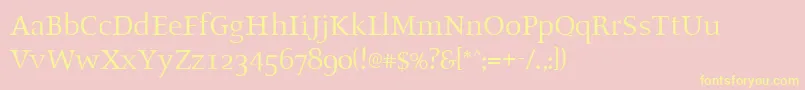 OldstyleRegular-Schriftart – Gelbe Schriften auf rosa Hintergrund
