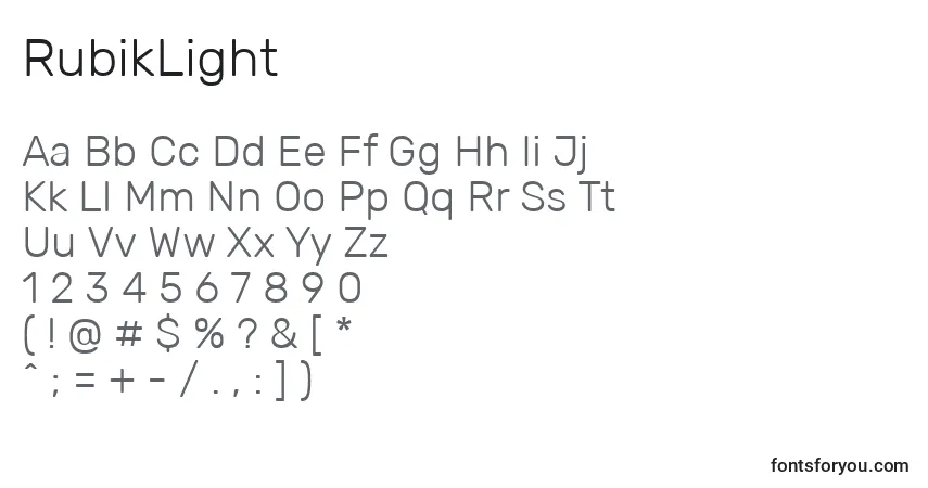 Schriftart RubikLight – Alphabet, Zahlen, spezielle Symbole