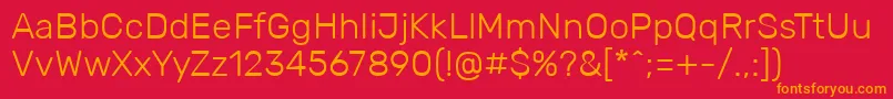 RubikLight-Schriftart – Orangefarbene Schriften auf rotem Hintergrund