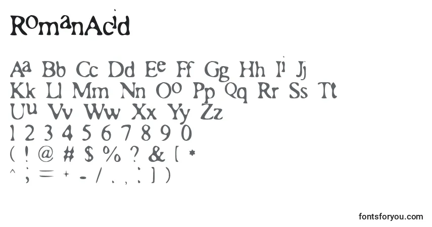 Schriftart RomanAcid – Alphabet, Zahlen, spezielle Symbole