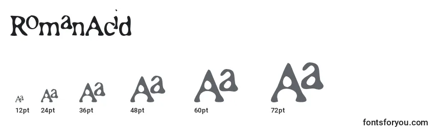 Размеры шрифта RomanAcid
