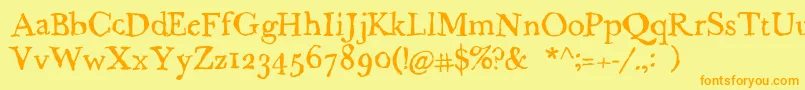Caslame-Schriftart – Orangefarbene Schriften auf gelbem Hintergrund