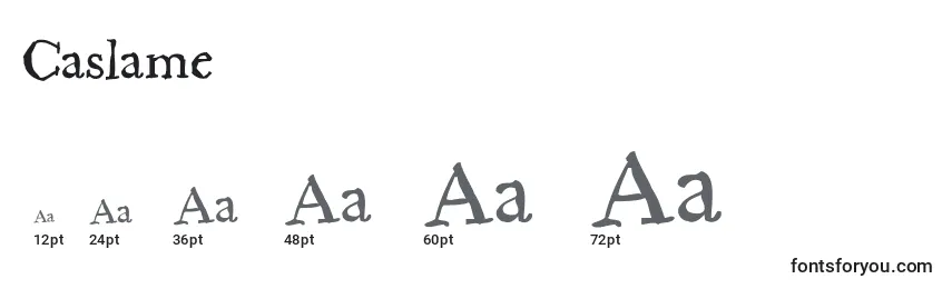 Размеры шрифта Caslame