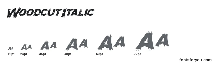 WoodcutItalic font sizes