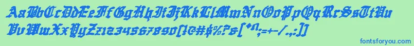 Шрифт QuestKnightItalic – синие шрифты на зелёном фоне