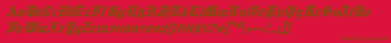 Fonte QuestKnightItalic – fontes marrons em um fundo vermelho