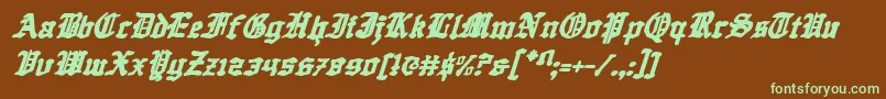 フォントQuestKnightItalic – 緑色の文字が茶色の背景にあります。