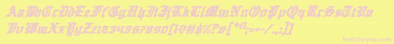 QuestKnightItalic-fontti – vaaleanpunaiset fontit keltaisella taustalla