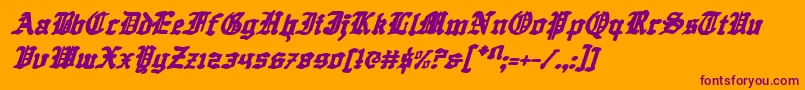 QuestKnightItalic-Schriftart – Violette Schriften auf orangefarbenem Hintergrund