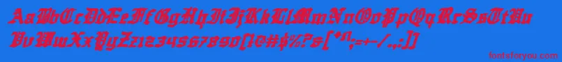 QuestKnightItalic-Schriftart – Rote Schriften auf blauem Hintergrund