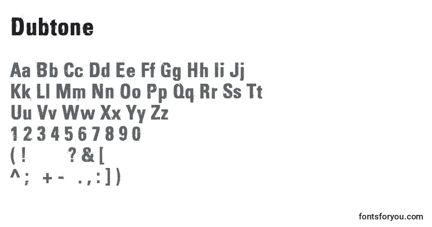 Schriftart Dubtone – Alphabet, Zahlen, spezielle Symbole