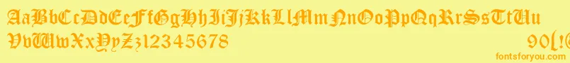 フォントBono – オレンジの文字が黄色の背景にあります。