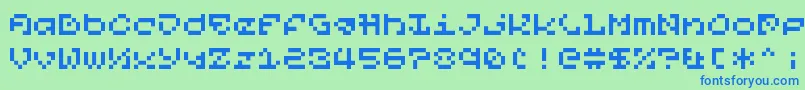 フォントPixelOrGtfo – 青い文字は緑の背景です。