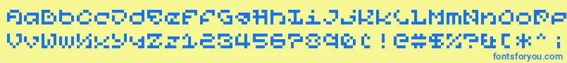 フォントPixelOrGtfo – 青い文字が黄色の背景にあります。