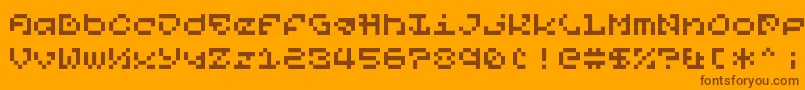 PixelOrGtfo-Schriftart – Braune Schriften auf orangefarbenem Hintergrund