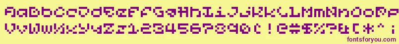 PixelOrGtfo Font – Purple Fonts on Yellow Background