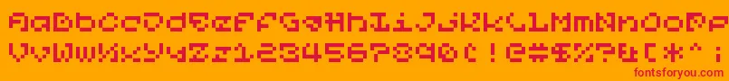 fuente PixelOrGtfo – Fuentes Rojas Sobre Fondo Naranja