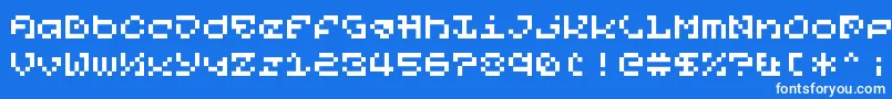 PixelOrGtfo-Schriftart – Weiße Schriften auf blauem Hintergrund