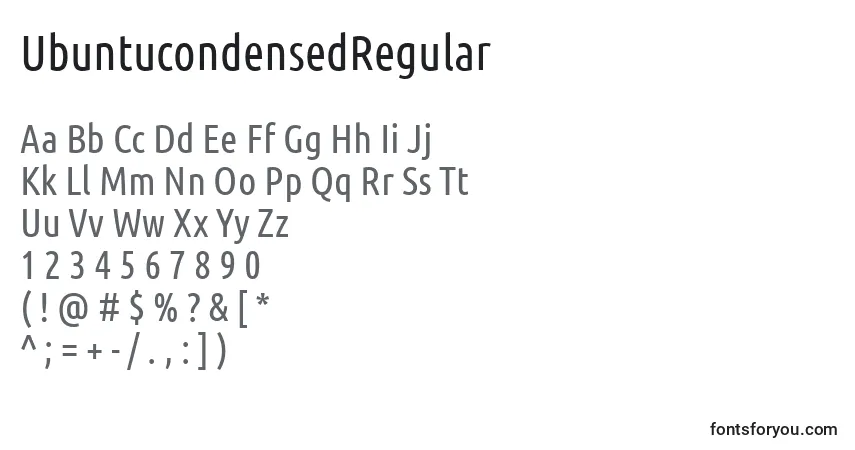 UbuntucondensedRegular-fontti – aakkoset, numerot, erikoismerkit