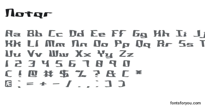 A fonte Notqr – alfabeto, números, caracteres especiais
