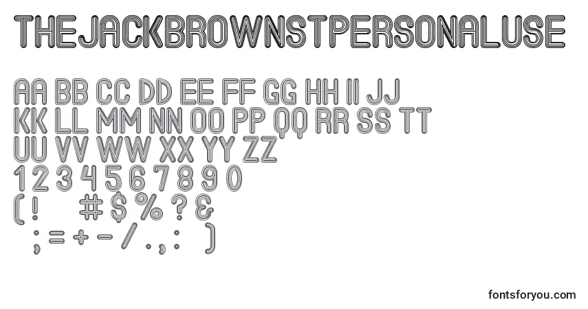 Шрифт TheJackBrownStPersonalUse – алфавит, цифры, специальные символы