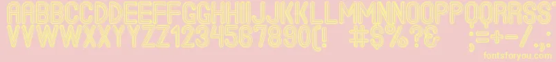 TheJackBrownStPersonalUse-Schriftart – Gelbe Schriften auf rosa Hintergrund