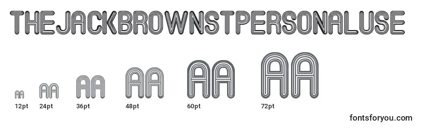 TheJackBrownStPersonalUse Font Sizes