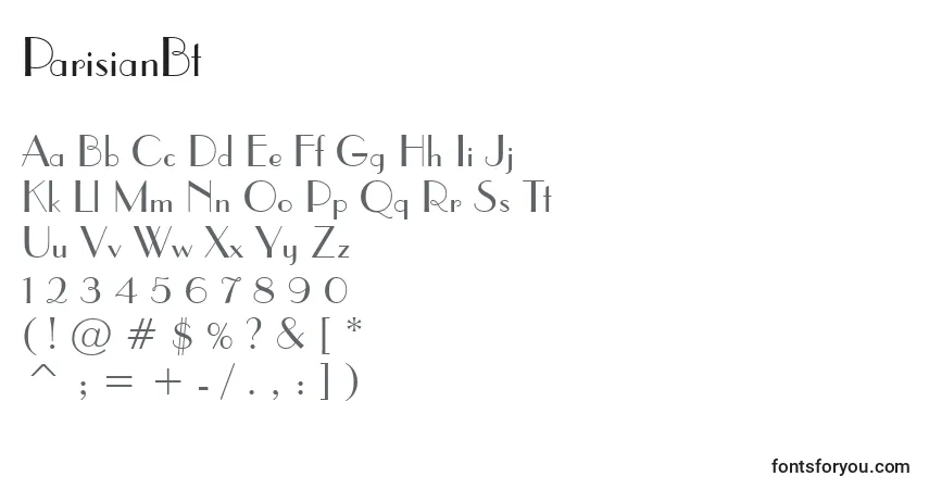 Шрифт ParisianBt – алфавит, цифры, специальные символы