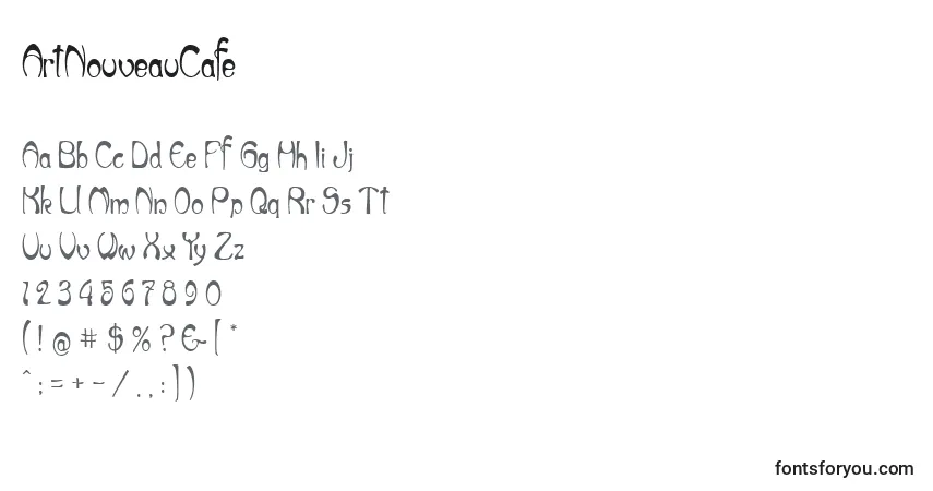 Czcionka ArtNouveauCafe – alfabet, cyfry, specjalne znaki