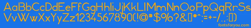 フォントMinerva1 – オレンジ色の文字が青い背景にあります。