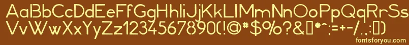 Minerva1-fontti – keltaiset fontit ruskealla taustalla