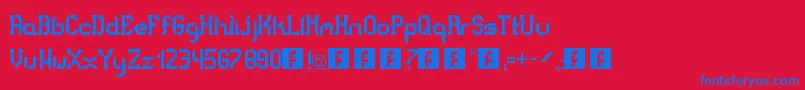 Fonte BadBoldCollege – fontes azuis em um fundo vermelho