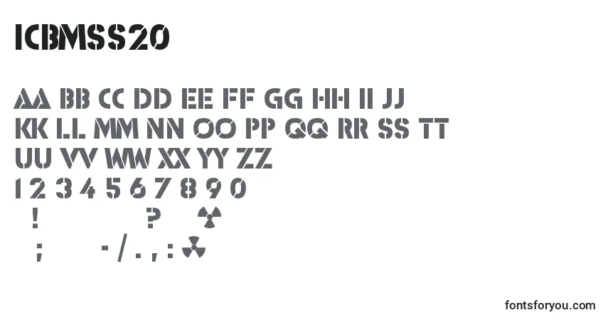 Czcionka Icbmss20 – alfabet, cyfry, specjalne znaki