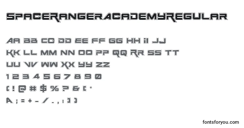 A fonte SpaceRangerAcademyRegular – alfabeto, números, caracteres especiais