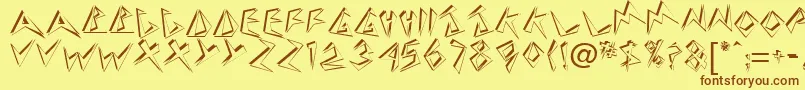 フォントHandle1 – 茶色の文字が黄色の背景にあります。